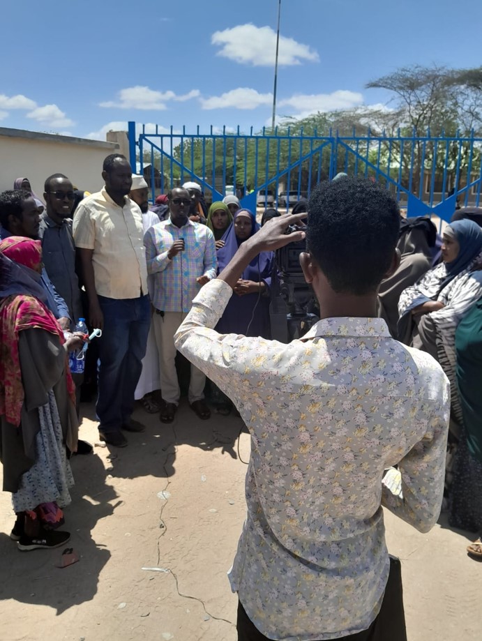 Traders address the media outside Garissa Municipality offices in Garissa on Monday, August 12, 2024. (Photo: Issa Hussein)