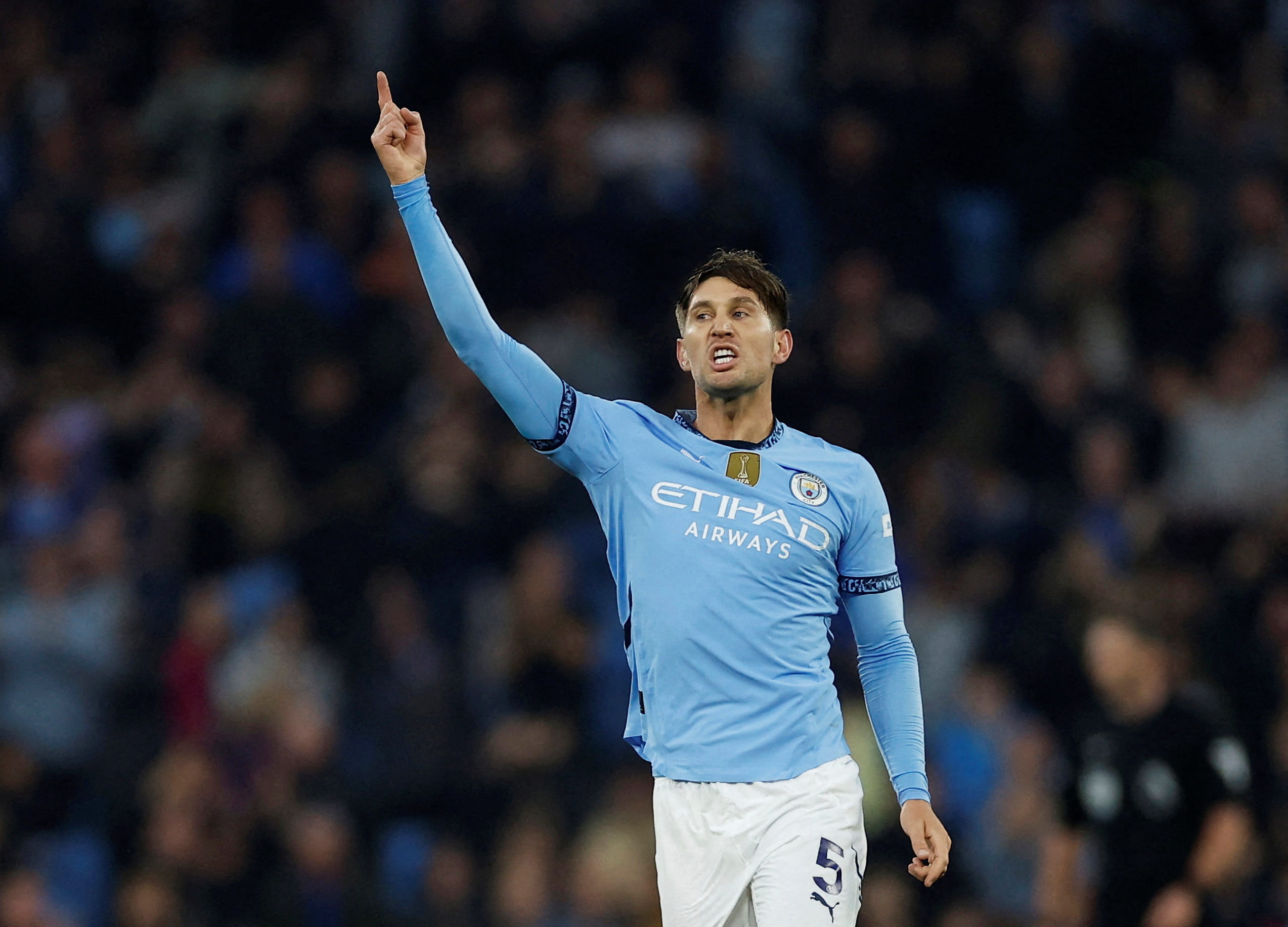 Clever or dirty, we know what to expect from Arsenal, says City's Stones - Manchester City's John Stones celebrates scoring their second goal Action Images via Reuters/Jason Cairnduff 