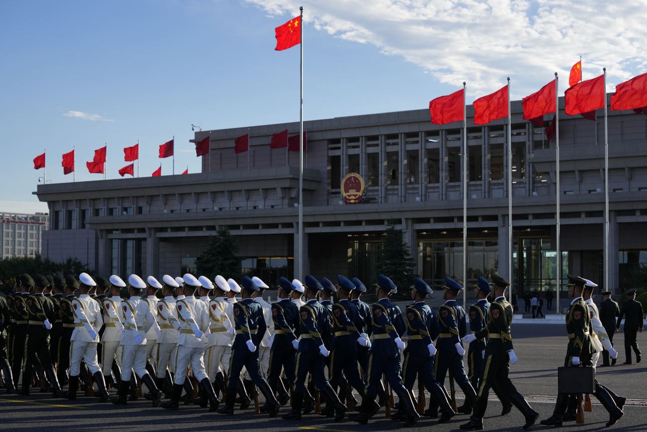 Members of the Chinese honour guard walk past the VIP terminal after the arrival of Togo's President Faure Gnassingbe at Beijing Capital International Airport ahead of the 2024 Summit of the Forum on China-Africa Cooperation (FOCAC) in Beijing, China, Sep. 1, 2024. (Photo: Ken Ishii/Pool via REUTERS)