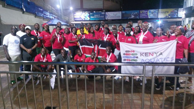 Kenya Master Swimmers impress at Uganda National Championships - The Kenya Aquatics team poses for a group photo in Uganda (C) Kenya Aquatics 