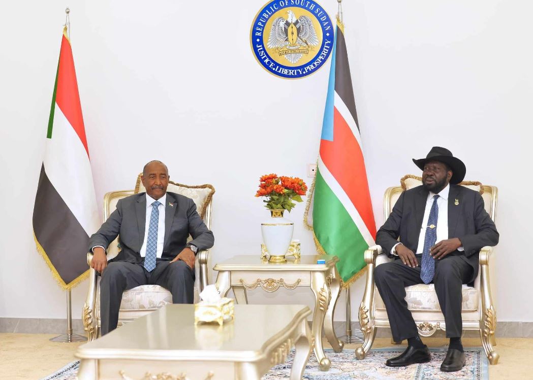 South Sudan President Salva Kiir Mayardit and the Chairman of Sudan’s Sovereign Council, Abdel Fattah Al Burhan meet in Juba to discuss the resumption of oil exports through Sudan on Monday, September 16, 2024. (Photo: South Sudan Government) 