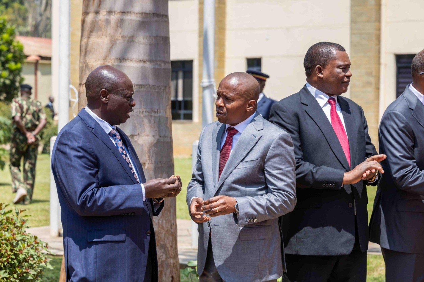 DP Rigathi Gachagua and Interior CS Kithure Kindiki interact at a meeting with village elders, assistant chiefs and the chief at the Kenya School of Government in Lower Kabete on Monday, September 16, 2024. (Photo: Handout)