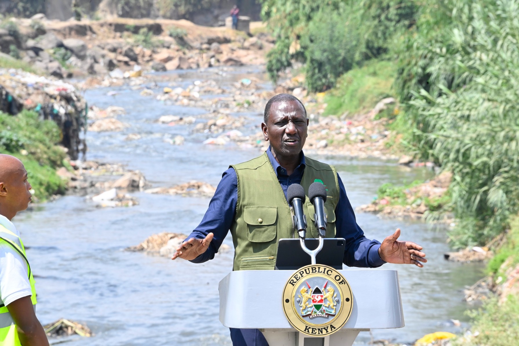 President William Ruto launches the Nairobi River Regeneration Project in Korogocho, Nairobi, on Thursday, September 12, 2024. (Photo: PCS)