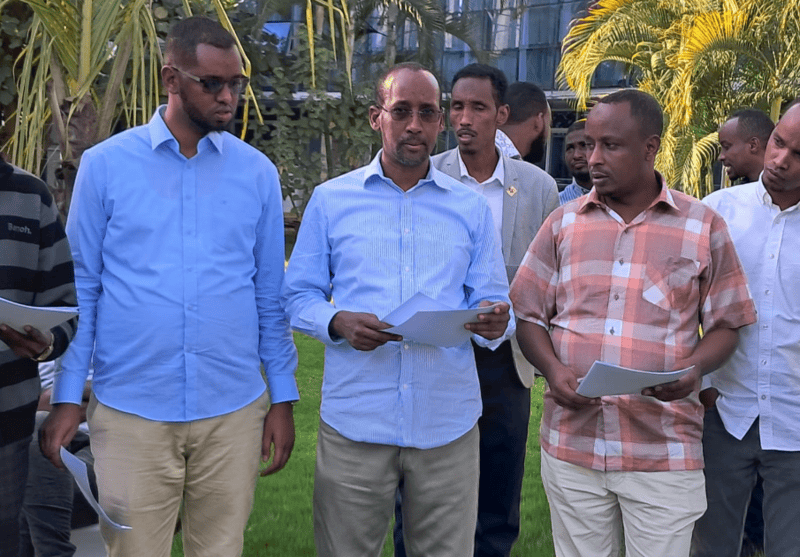 Della MCA Yussuf Hussein abducted in Nairobi, Wajir leaders demand action - Wajir MCAs led by the speaker of the assembly Abdille Yussuf at a press statement in Nairobi on September 14, 2024. (Issa Hussein)