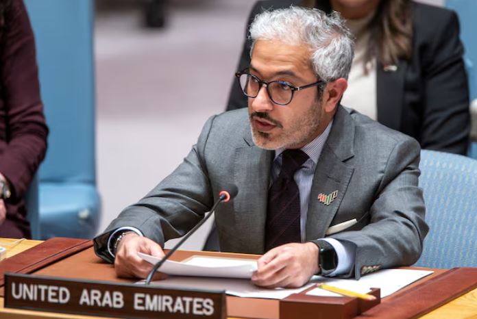 Sudan files genocide case against UAE at top UN court - United Arab Emirates Ambassador and Deputy Permanent Representative to the UN Mohamed Abushahab speaks to members of Security Council during a meeting at U.N. headquarters in New York City, New York, U.S., April 18, 2024. The Sudanese army has repeatedly accused the UAE of providing weapons and support to the paramilitary Rapid Support Forces.(Photo: REUTERS/Eduardo Munoz)