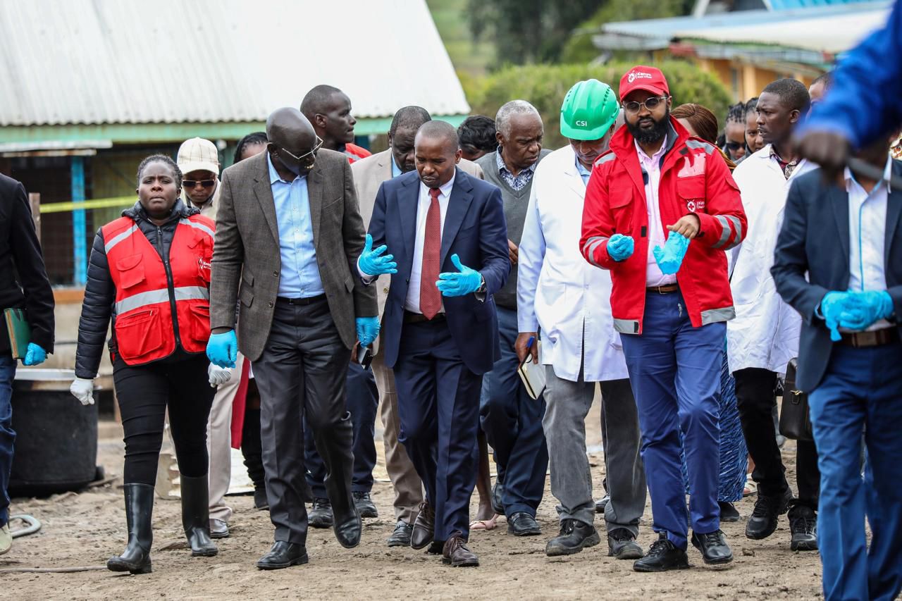 DNA testing confirms identities of 21 pupils killed in Hillside Academy fire - Deputy President Kithure Kindiki and Education PS Belio Kipsang' at Hillside Endarasha Academy, Nyeri County following at tragic fire incident on  September 6, 2024. (Photo: Ministry of Interior and National Administration)