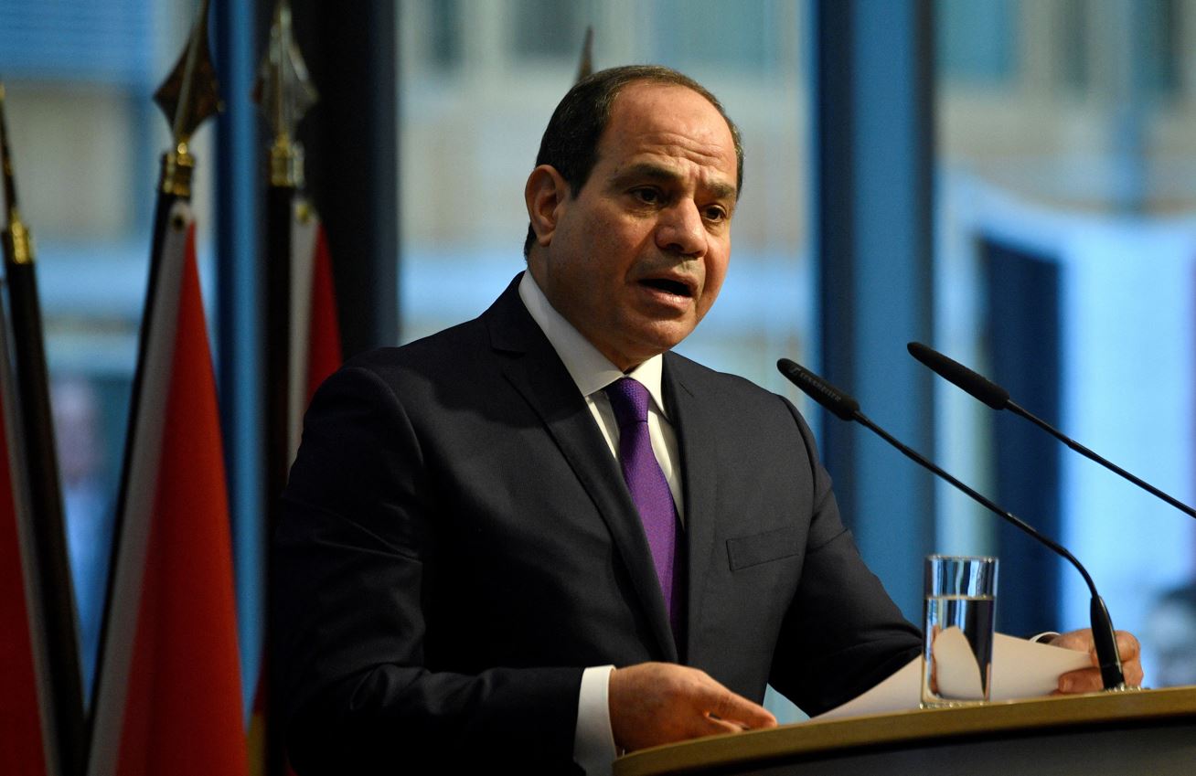 Egypt's President Abdel Fattah al-Sisi addresses participants of the "G20 Investment Summit - German Business and the CwA Countries 2019" on the sidelines of a Compact with Africa (CwA) in Berlin, Germany November 19, 2019. John MacDougall/Pool via REUTERS/File Photo