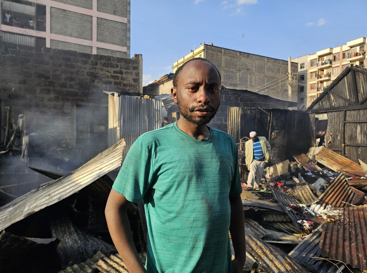 Alvin Mutembei, one of the affected tenant at the houses engulfed by fire in Eastleigh on Monday, October 21, 2024. (Photo: Abdirahman Khalif)