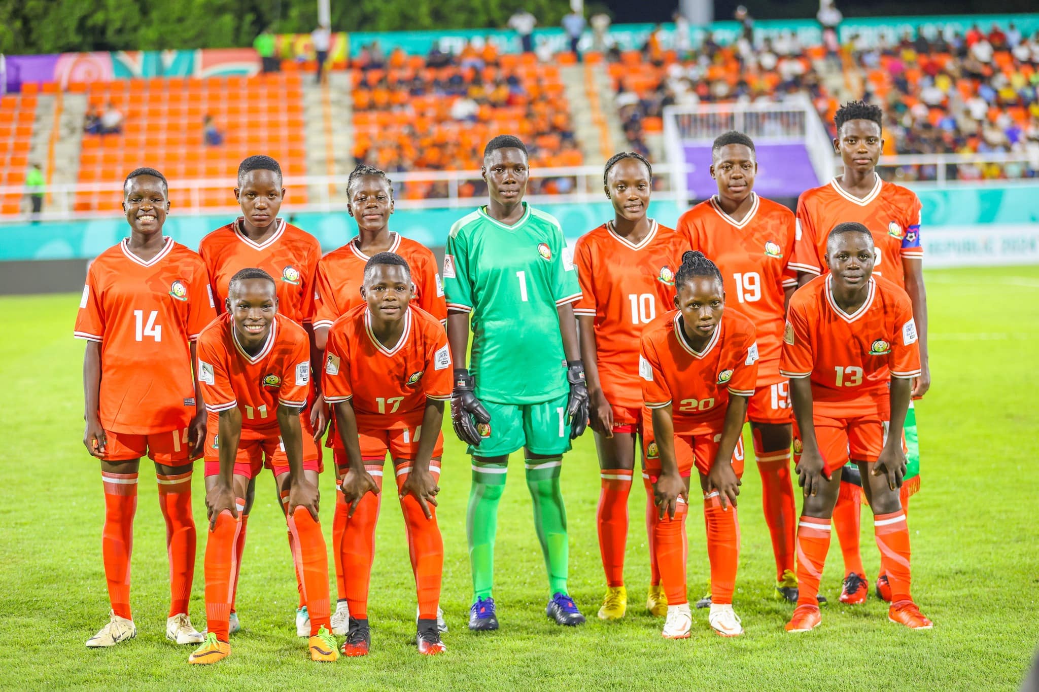 Kenya U17 Women’s team eliminated from World Cup - Junior Starlets, the Kenya Women's U17 football national team players, pose for a group photo before taking on England in Dominican Republic (C) FIFA Media 