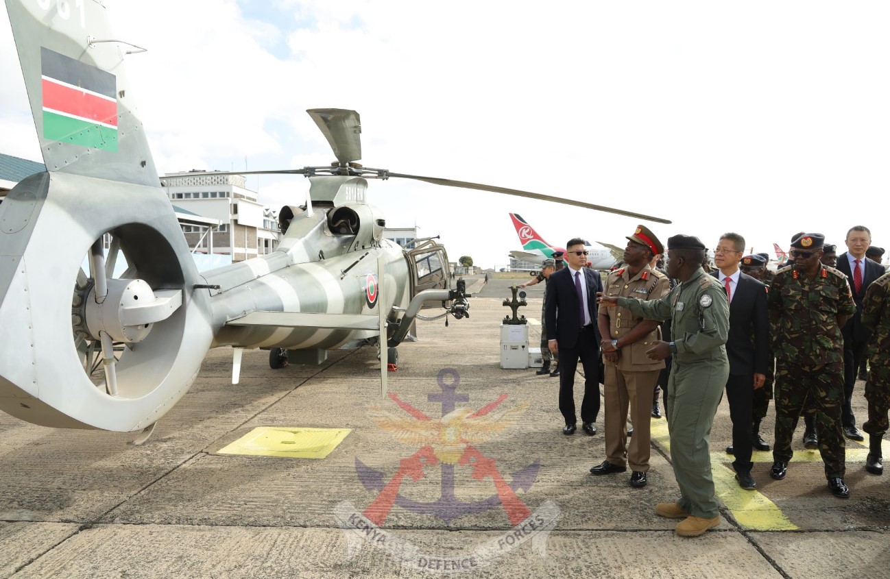 Kenya Army receives refurbished choppers from Chinese firm - Commander Kenya Army Lieutenant General David Tarus presides over the commissioning of newly refurbished Z9 helicopters from China Aviation Technology Import and Export Corporation at the Kenya Army Corps of Aviation, Embakasi Garrison, on Oct. 30, 2024. (Photo: KDF)