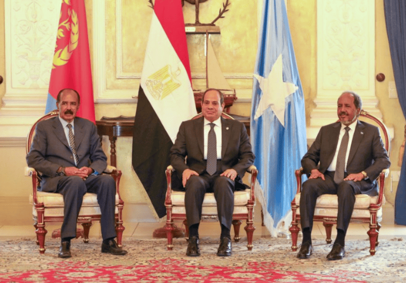 Egypt, Eritrea, and Somalia to forge new security alliance amid regional tensions - Eritrean President Isaias Afwerki, Egyptian President Abdel Fattah el-Sisi and Somali President Hassan Sheikh Mohamud. (Handout)