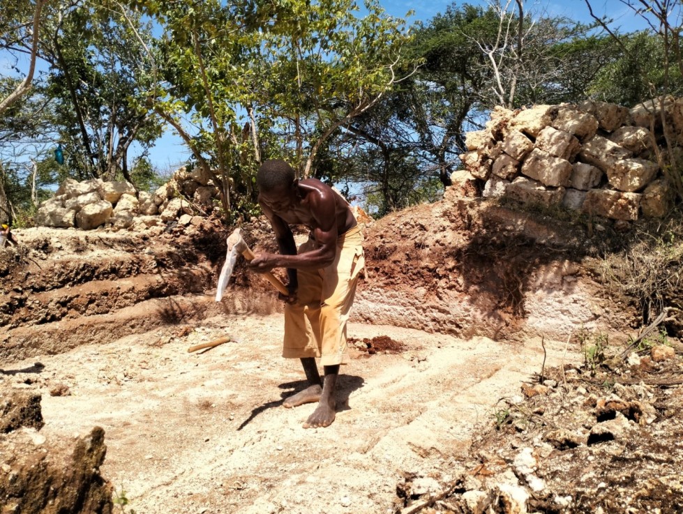 Quarry workers urge Lamu County to address poor working conditions amid high taxes - Jacob Bokoro quarrying at Manda-Maweni village, Lamu County