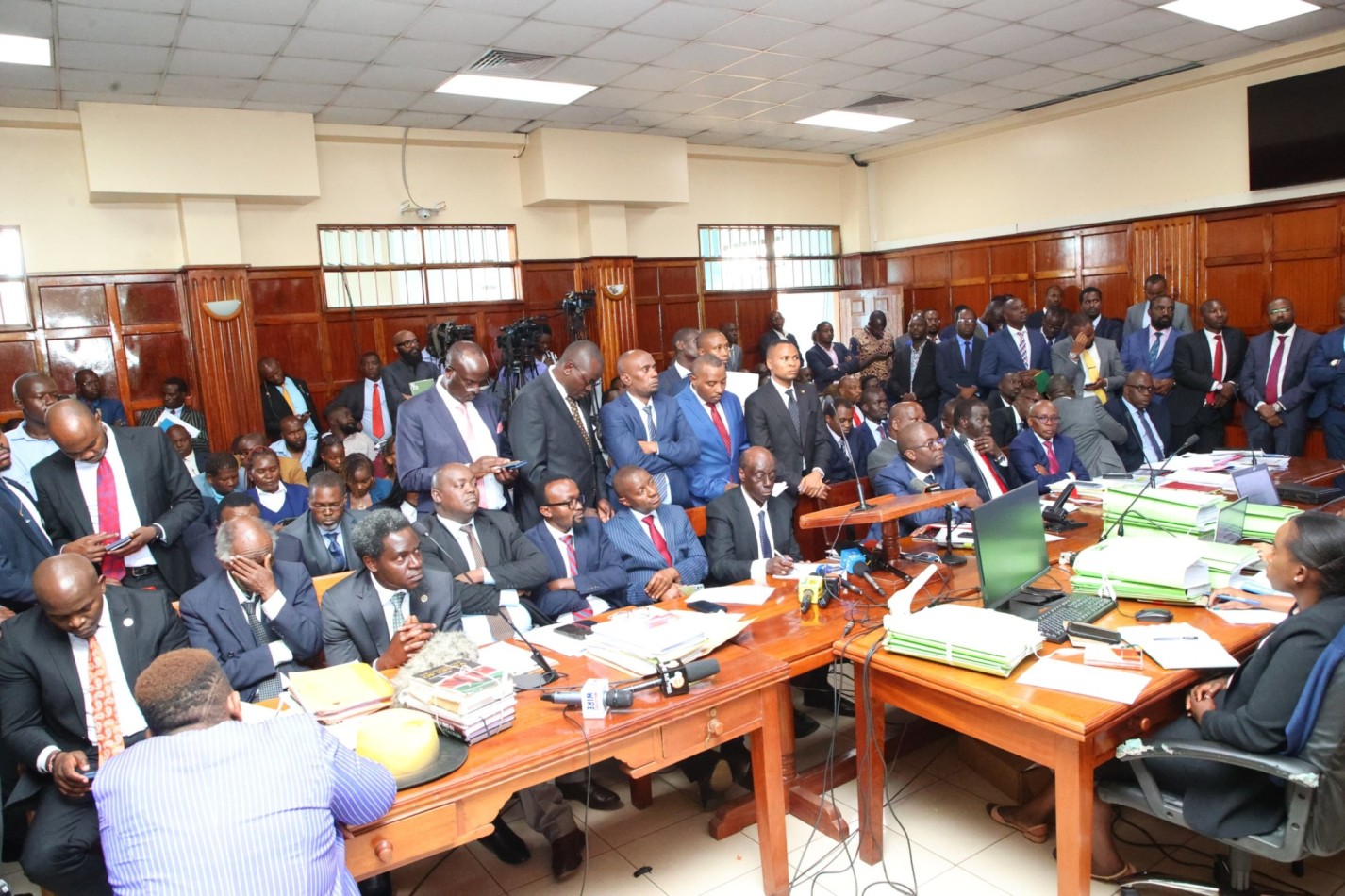 Lawyers at the High Court during the hearing of consolidated cases on the impeachement of Rigathi Gachagua as DP on Wednesday, October 23, 2024. (Photo: Judiciary)