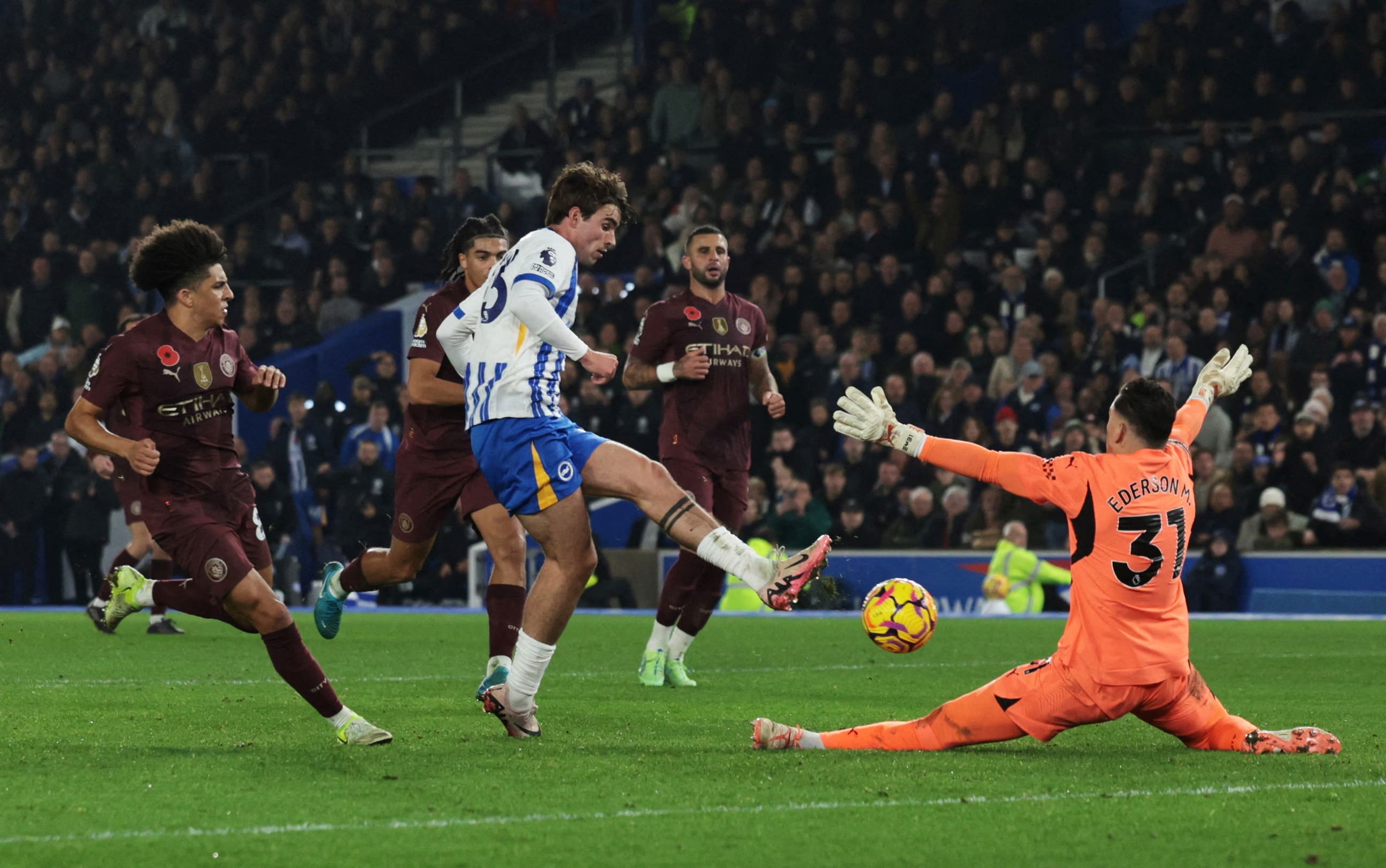 Man City lose fourth in a row after defeat by Brighton