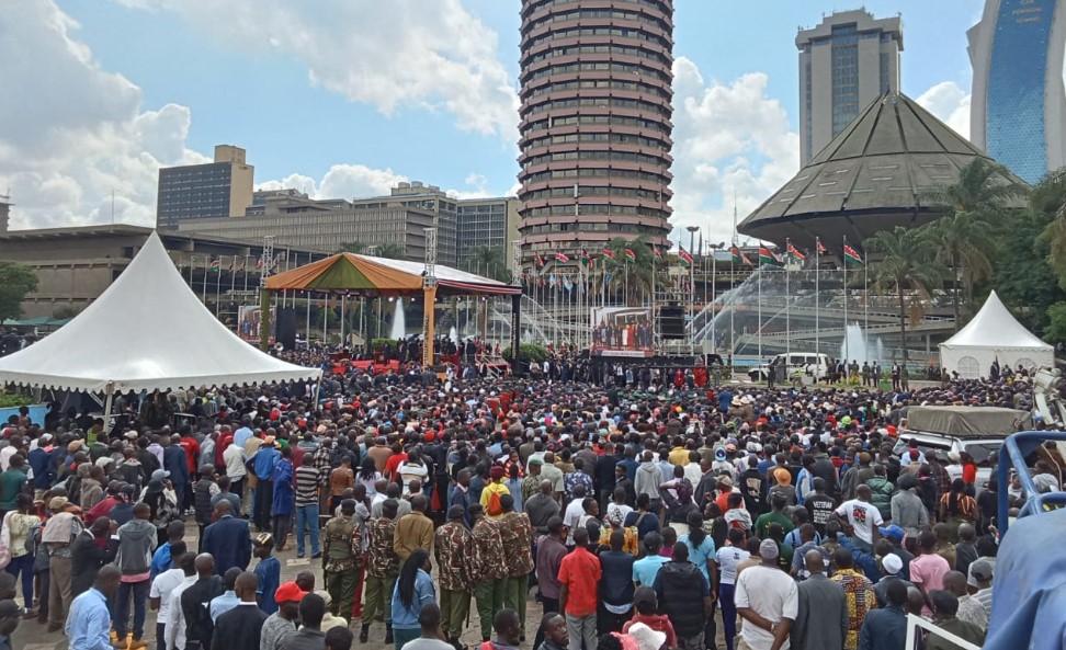 Dubai meets Nairobi: KICC to install Africa’s first Sh100 million dancing fountain - Kenyans who flocked KICC on November 1, 2024 to witness the swearing-in of Kithure Kindiki as Deputy President. (Photo: Barck Oduor)