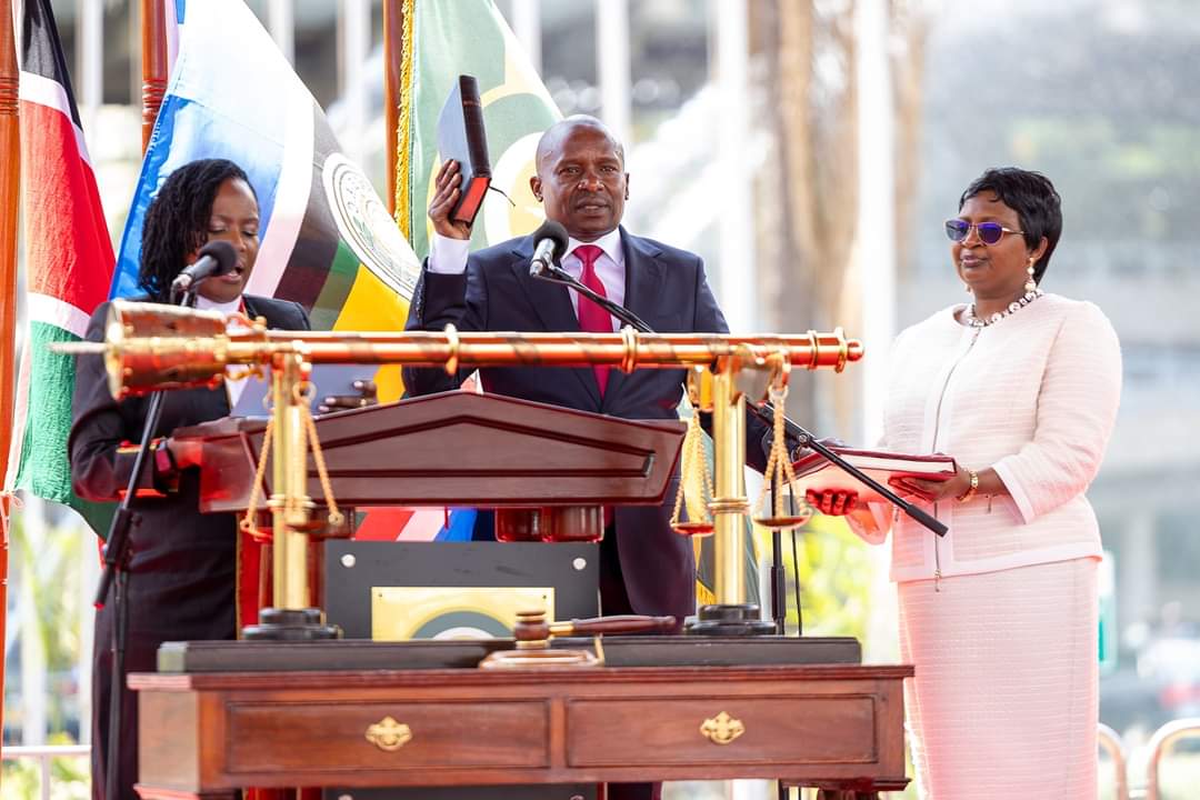 High Court refers Kindiki's appointment petition to Chief Justice for bench formation - Prof Kithure Kindiki and his wife Dr Joyce during his swearing-in ceremony. (X/Kithure Kindiki)