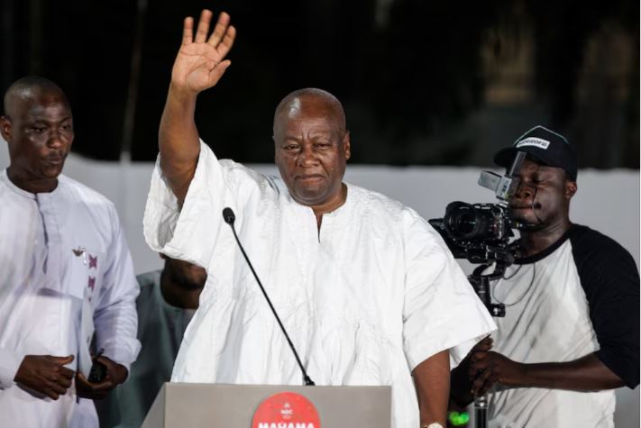 Ghana’s President John Mahama makes a comeback – what lies ahead - Ghana's President-elect John Dramani Mahama waves to his supporters, after the electoral commission declared him winner of the presidential election in Accra, Ghana, December 9, 2024. (Photo: REUTERS/Zohra Bensemra)