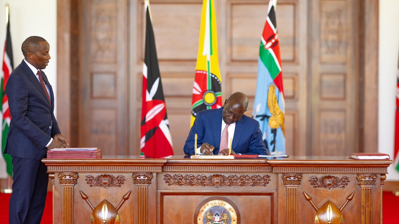 President Ruto signs three key Bills to boost development, funding for counties - President William Ruto assents to three Bills at the State House, Nairobi on November 4, 2024. (Photo: PCS)