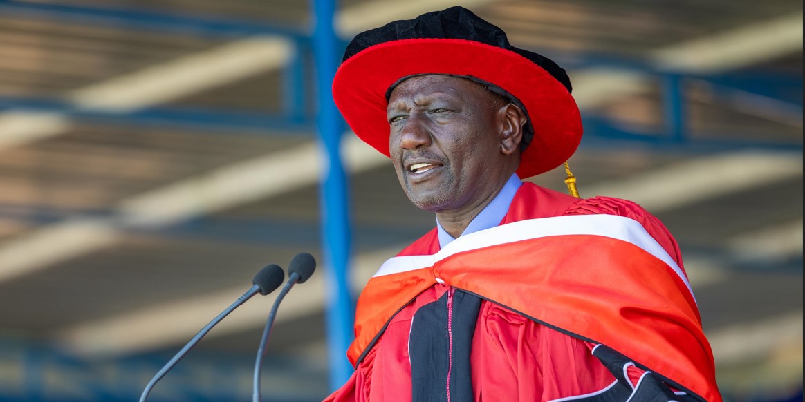 Ruto asks universities to allow students with fee arrears to sit exams - President William Ruto speaks during the Scott Christian University’s 59th graduation ceremony in Machakos on December 6, 2024. (Photo: PCS)