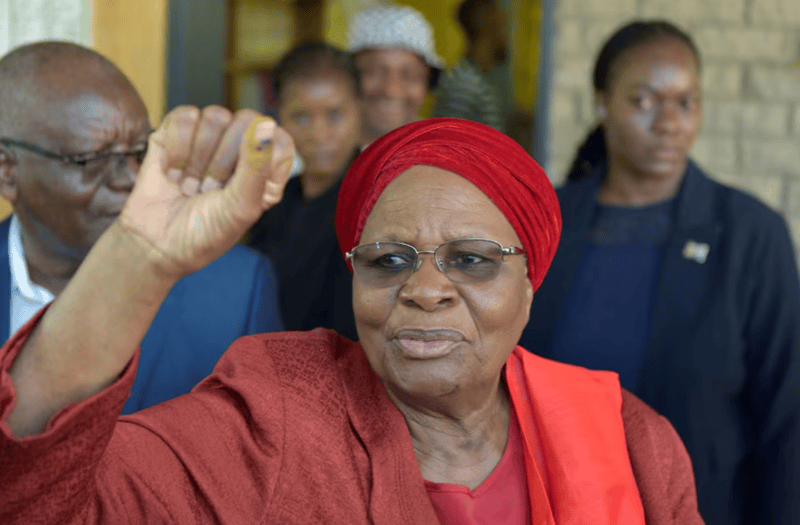 Namibia elects its first female president  - Namibia's Vice President and SWAPO presidential candidate Netumbo Nandi-Ndaitwah gestures after casting her vote in the elections in Windhoek, Namibia, November 27, 2024. REUTERS