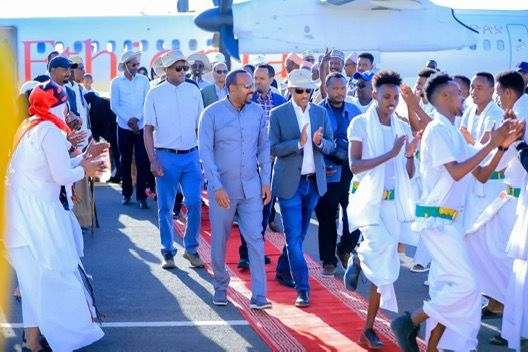 Ethiopian PM Abiy unveils West Godey Irrigation Project in Somali region - Ethiopian Prime Minister Abiy Ahmed Ali and the President of Ethiopia’s Somali Region, Mustafe Mohamed Omer during the inauguration of the West Godey Irrigation Scheme in Godey, Somali Region on January 3, 2025. (Photo: Somali Regional State Press Office) 