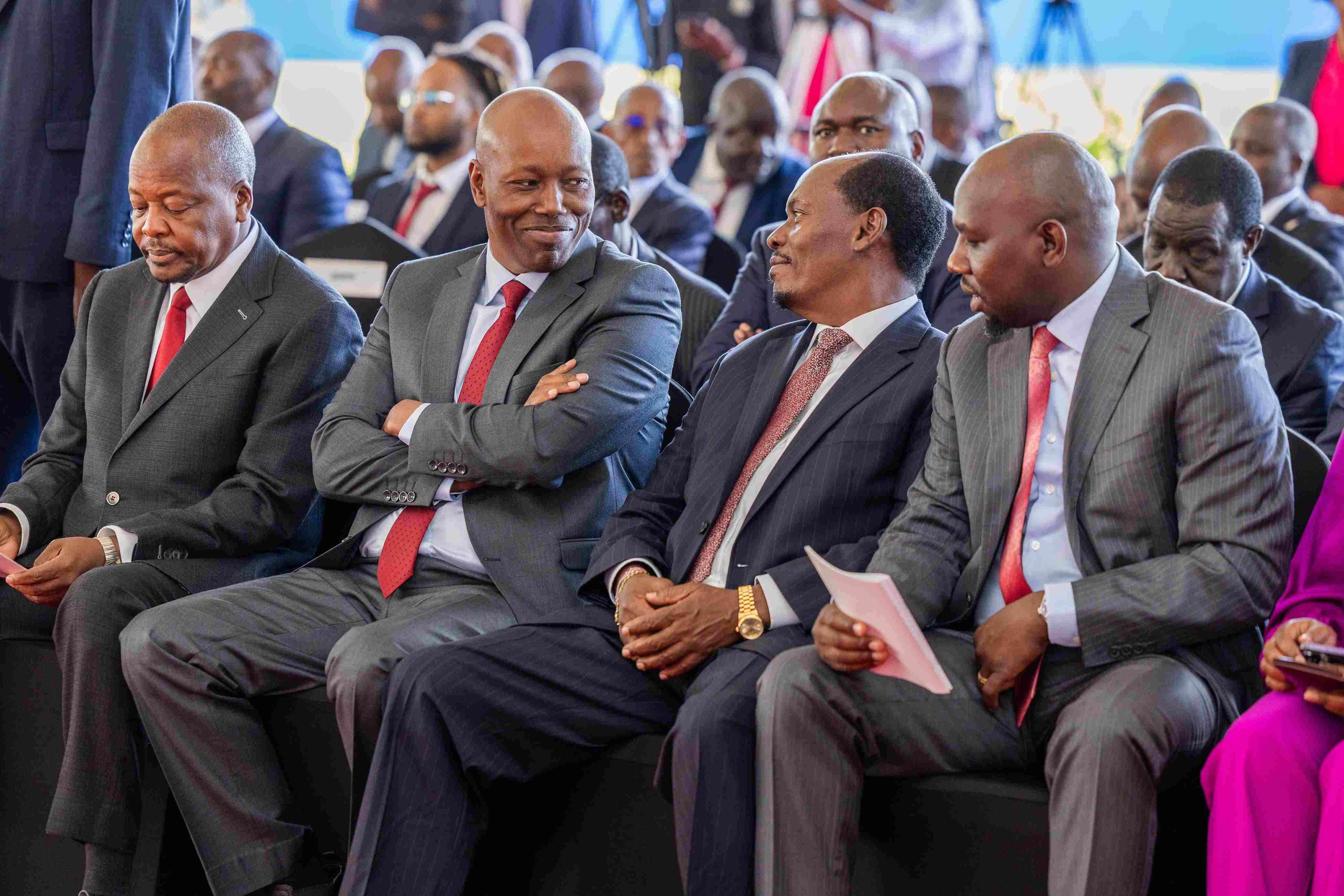 Ruto's new cabinet secretaries take charge as they make fresh appointments - From left Agriculture CS Mutahi Kagwe, Trade CS Lee Kinyanjui, ICT CS William Kabogo and Interior CS Kipchumba Murkomen at State House, Nairobi on January 17, 2025. (Photo: PCS)