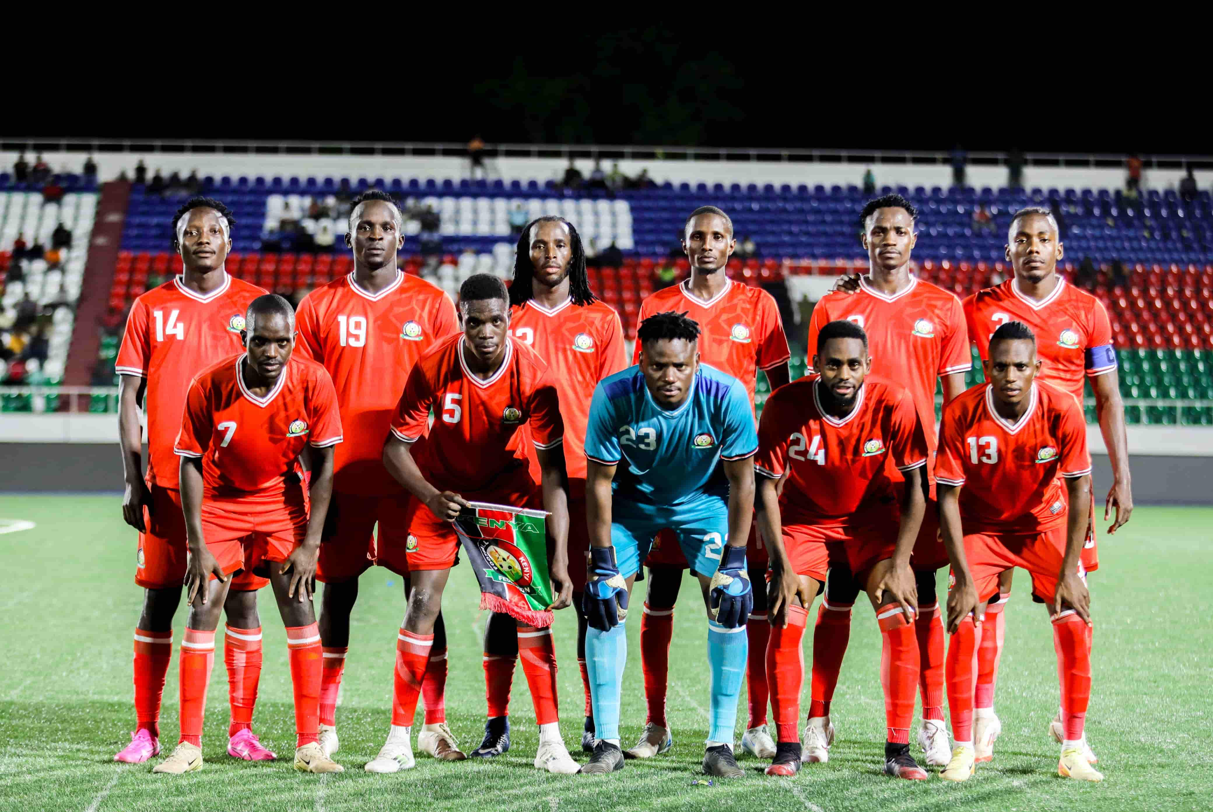 Harambee Stars ready to battle Kilimanjaro Stars in Mapinduzi Cup showdown - Harambee Stars line up before their match against Burkina Faso on Saturday 12 December 2024 (C) FKF Media