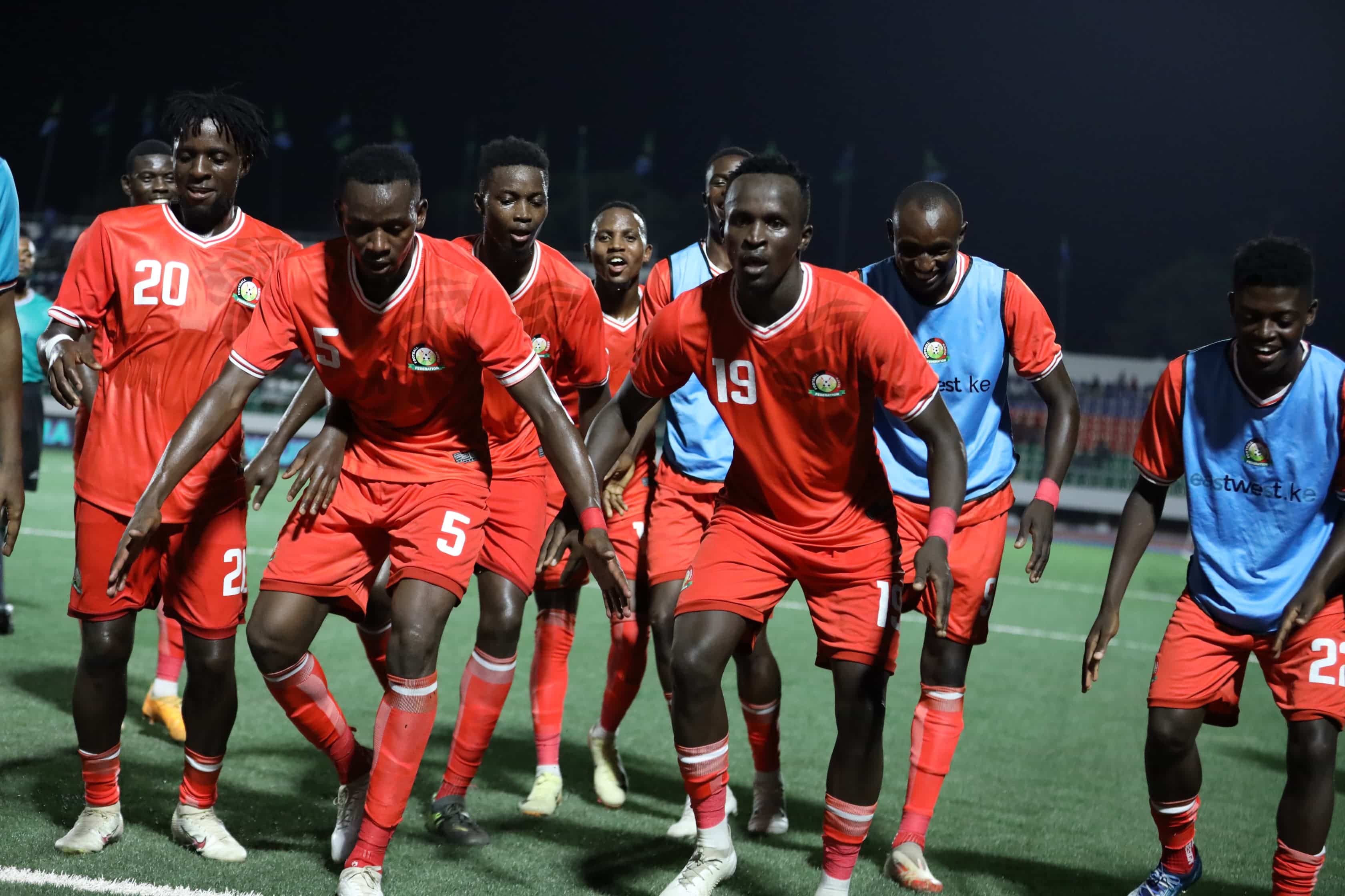 Revisiting CHAN 2025 draw and Harambee Stars’ history with groups of death - Harambee Stars players celebrate one of the goals (C) FKF Media 