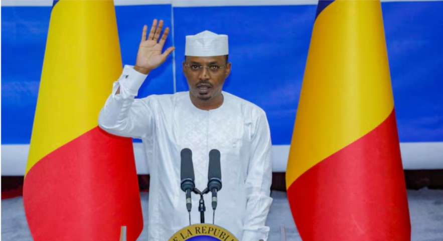 Chad downplays threat from foiled attack on presidential compound in capital N'Djamena - Chad's President and junta leader Mahamat Idriss Deby raises his hand during his inauguration ceremony on May 23, 2024. (Photo: File/REUTERS/Israel Matene)