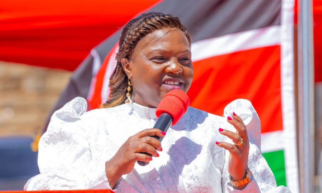 Gachagua accuses government of allowing disruption of Nyeri prayer event by Maina Njenga - Pastor Dorcas Rigathi speaks during the prayer meeting in Nyeri on January 18, 2025, shortly before a disruption occasioned by the entry of former Mungiki leader Maina Njenga. (Photo: X/Coletta Aluda)