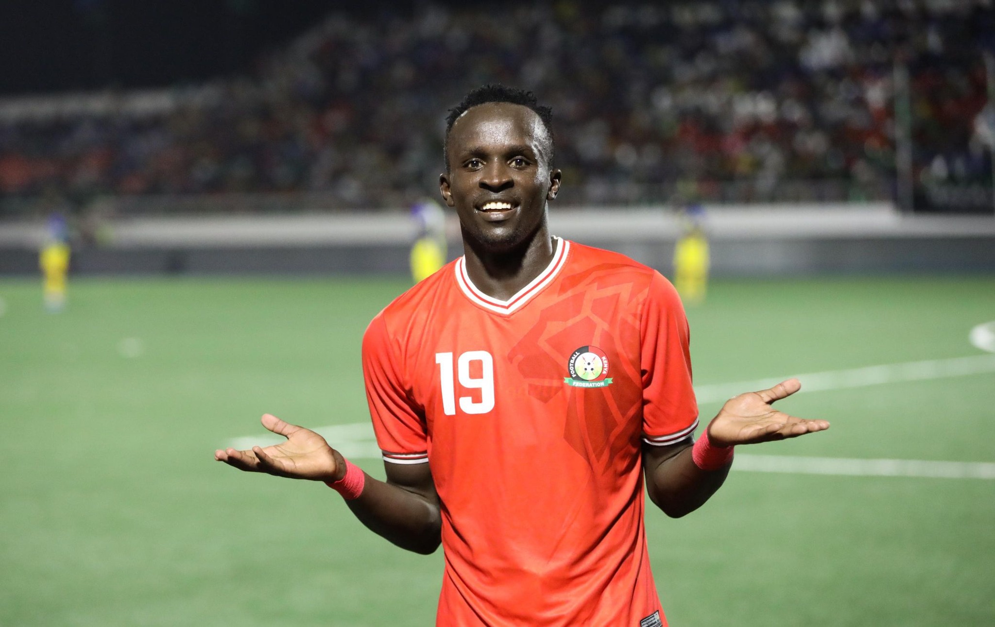 Mapinduzi Cup: Burkina Faso awaits as Kenya and Zanzibar battle for final spot - Harambee Stars striker Ryan Ogam celebrates his goal against Tanzania (C) FKF Media 