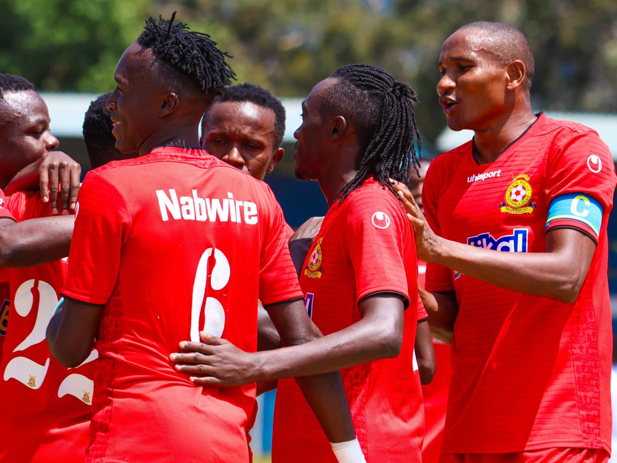 Sharks sink Mathare, Police tighten grip in KPL title race - Kenya Police FC players celebrate one of the goals (C) Courtesy