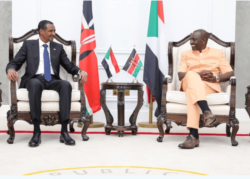 Kenya walks diplomatic tightrope as Sudan's RSF set to announce formation of parallel government from Nairobi - President William Ruto (right) when he held talks with the leader of Rapid Support Forces Gen Mohamed Hamdan Dagalo at State House, Nairobi on January 3, 2023. (PCS)