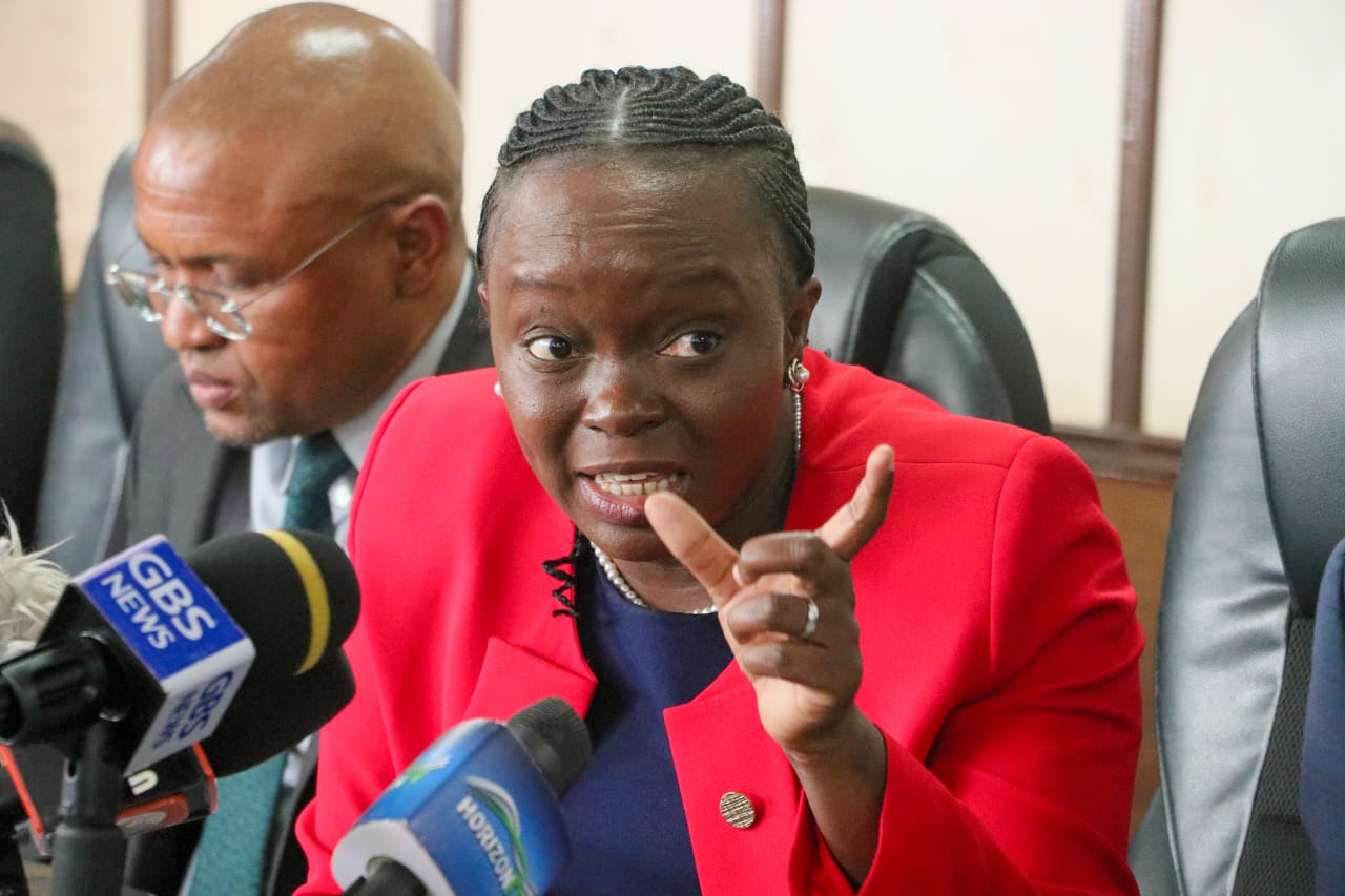 State admits SHA system challenges as angry patients storm MoH press briefing - Health CS Deborah Barasa during a press briefing at Afya House on January 15, 2025. (Photo: Justine Ondieki,EV)