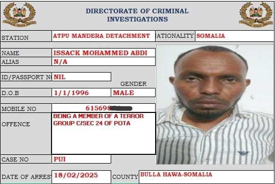 Anti-terror police arrest two suspected Al-Shabaab operatives in Mandera