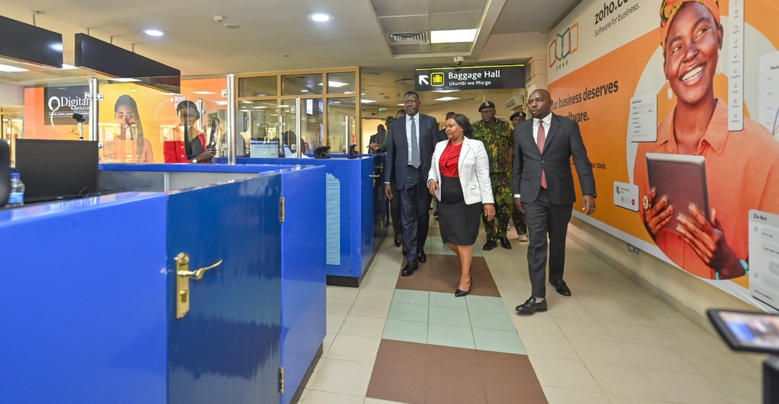 Kenya cancels multi-billion-shilling Adani border security project for visitor tracking - From left: Cabinet Secretaries Davis Chirchir (Roads), Rebecca Miano (Tourism) and Kipchumba Murkomen (Interior) during a tour of JKIA on February 1, 2025. A project aimed at electronically tracking all visitors at ports of entry, including JKIA has been cancelled. (Photo: X/CS Rebecca Miano)