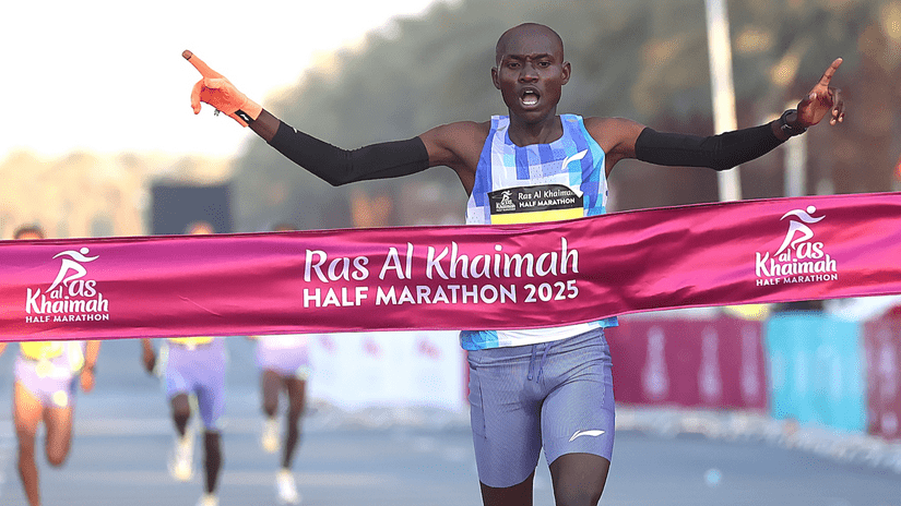 Matata shatters personal best to win Ras Al Khaimah Half Marathon - Alex Matata celebrates winning the Ras AlKhaimah marathon