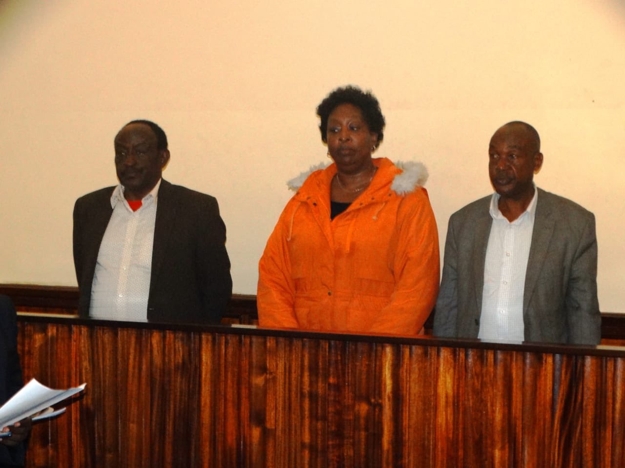 Ex-Nyandarua Governor Daniel Waithaka sentenced to two years in prison - Former Nyandarua Governor Daniel Waithaka Mwangi (left) and his co-accused when he appeared before Nakuru chief magistrate court to answer to failure to comply with procurement laws and abuse of office charges of July 27, 2018. (Photo: ODPP)