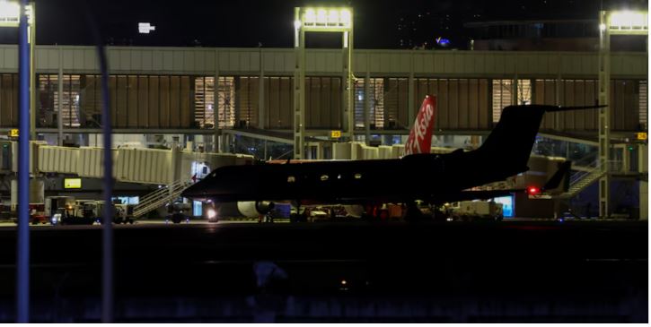 Philippines sends ex-President Duterte to ICC over 'drugs war' killings - A chartered plane with former Philippine President Rodrigo Duterte on board departs the Villamor Airbase, hours after he was arrested on March 11, 2025. (Photo: REUTERS/Eloisa Lopez)