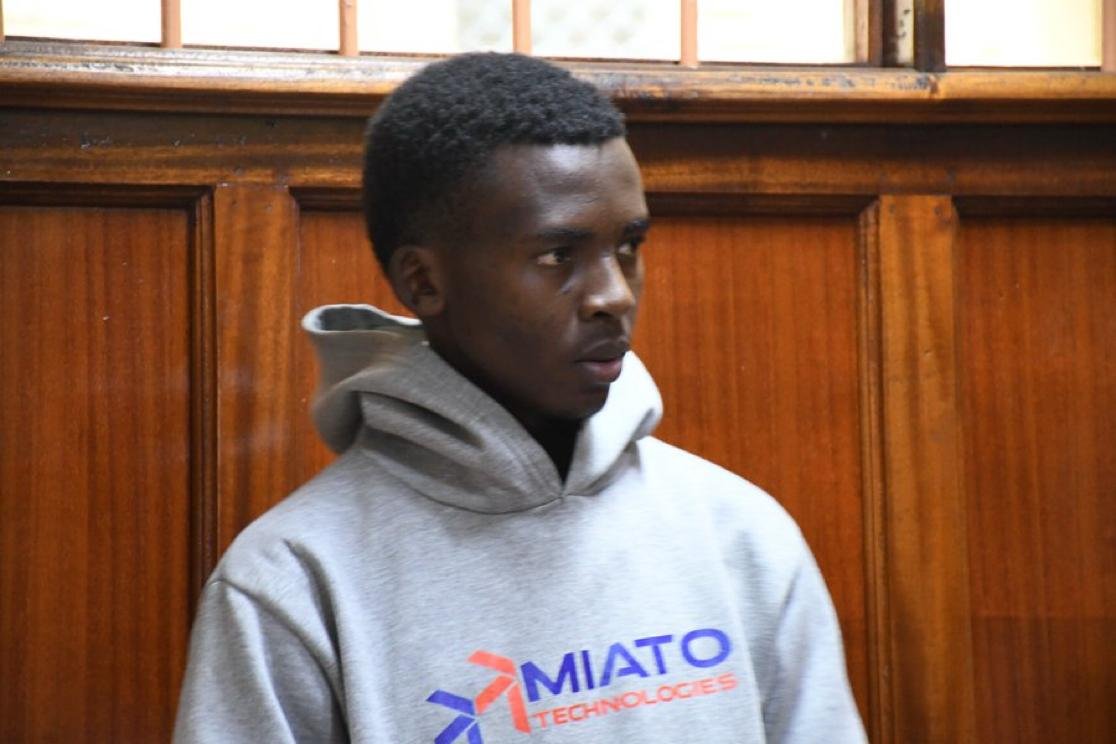 University student faces trial for sharing fake funeral photo of president - David Oaga Mokaya when he was charged at the Milimani Law Courts with publishing false information. (Photo: Handout)