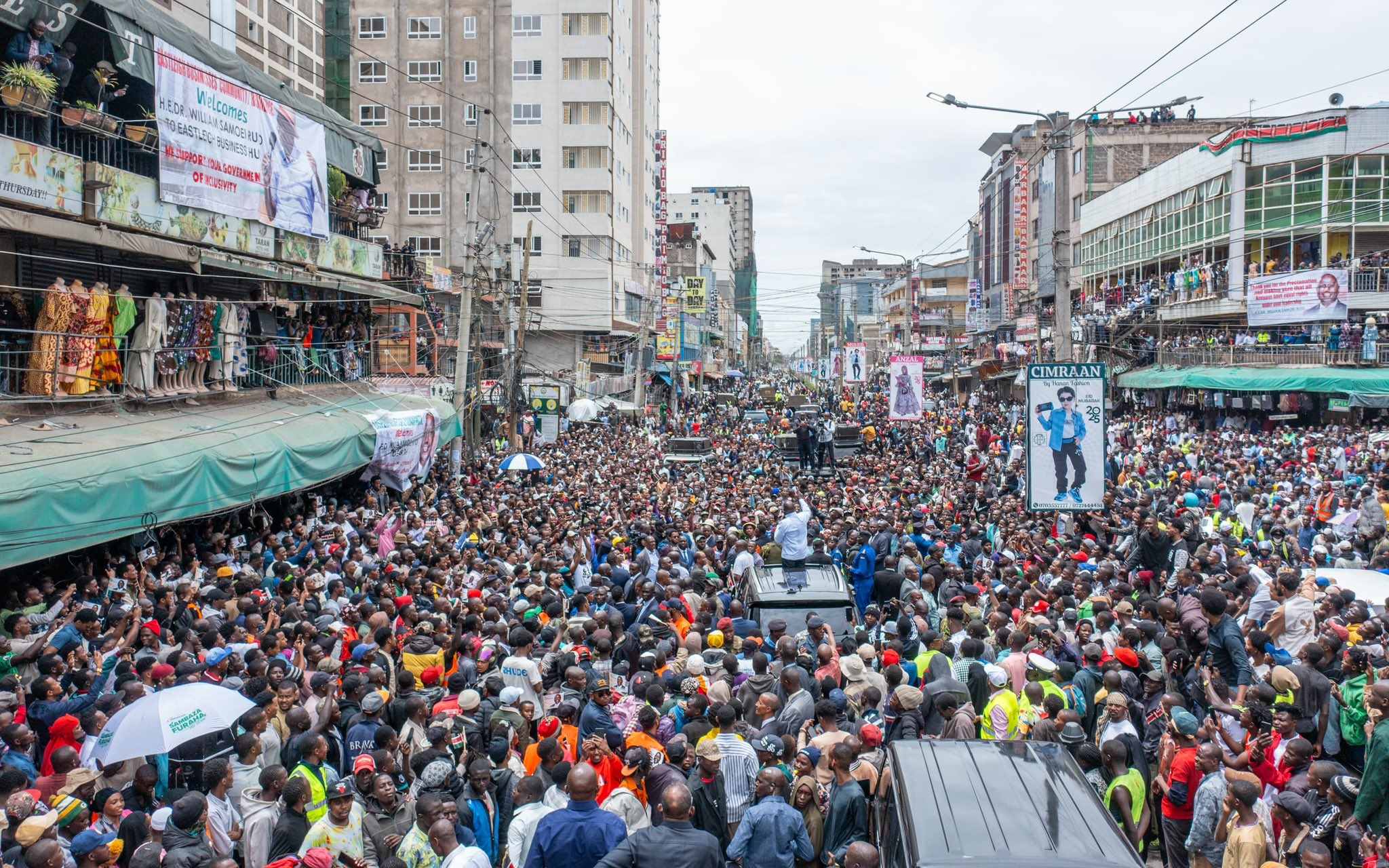 Ruto’s Nairobi River plan: 60km sewer line, 50,000 houses among key projects - President William Ruto when he addressed wananchi and traders at Eastleigh, Nairobi on March 10, 2025. (Photo: PCS)