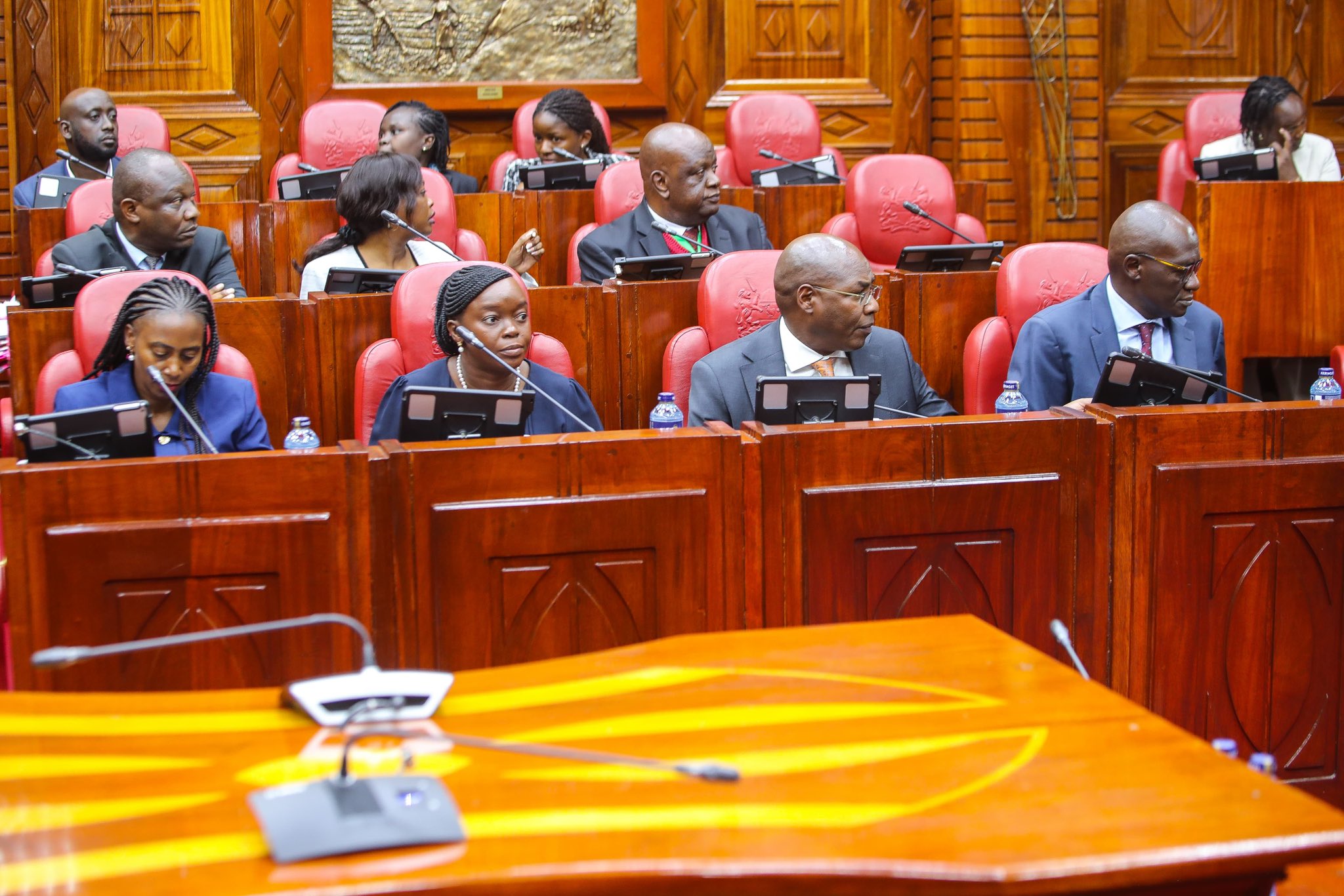 18 million registered for SHA but only 4 million contributing, report reveals - The Health Ministry team led by Health Cabinet Secretary Deborah Barasa, Medical Services Principal Secretary Harry Kimtai, Public Health Principal Secretary Mary Muthoni, and Director-General for Health Patrick Amoth when they appeared before the Senate Committee on Health on March 18, 2025. (Photo: MoH)