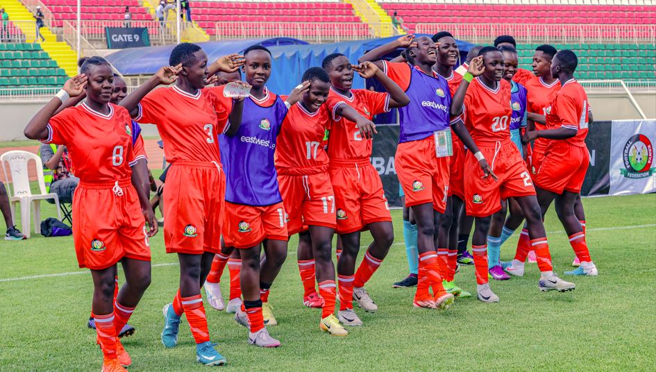 Haunted by history: Cameroon Women's U17 long struggle against East African teams - The Junior Starlets perform a mock march to celebrate Patience Asiko's score during their 3-0 win against Uganda Women U17 at Nyayo National Stadium on March 16, 2025.