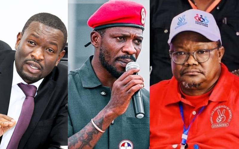 Zanzibar's VP Othman Sharif, Sifuna, Bobi Wine and Tundu Lissu among leaders denied entry into Angola - From left: Nairobi Senator Edwin Sifuna, Ugandan politician Bobi Wine and Tanzanian opposition figure Tundu Lissu.