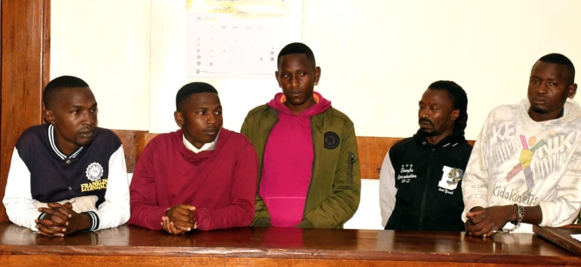 Five men charged with murder of ‘Molo President’ Richard Otieno - The five suspects who were charged with the murder of ‘Molo President’ Richard Otieno when they appeared at the Nakuru High Court on March 13, 2025. (Photo: ODPP)