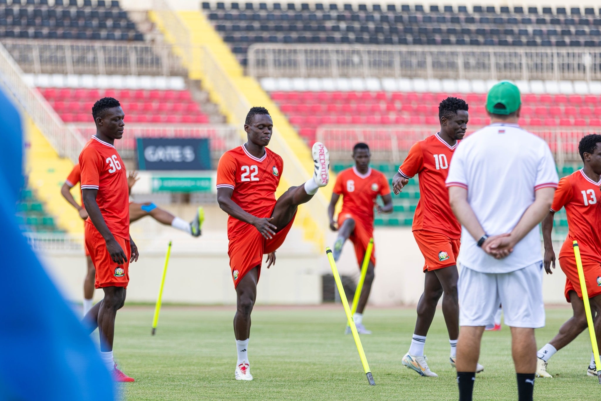 Harambee Stars ready for Gabon test as FKF assures fans of security - Harambee Stars training at the Nyayo National Stadium on Friday 21 March (C) FKF Media 