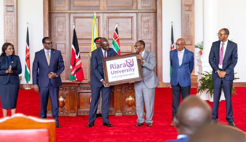 New milestone for Riara University as it is granted charter by President Ruto - President William Ruto awards a charter to Riara University at Sate House, Nairobi on March 19, 2025. (Photo: PCS)