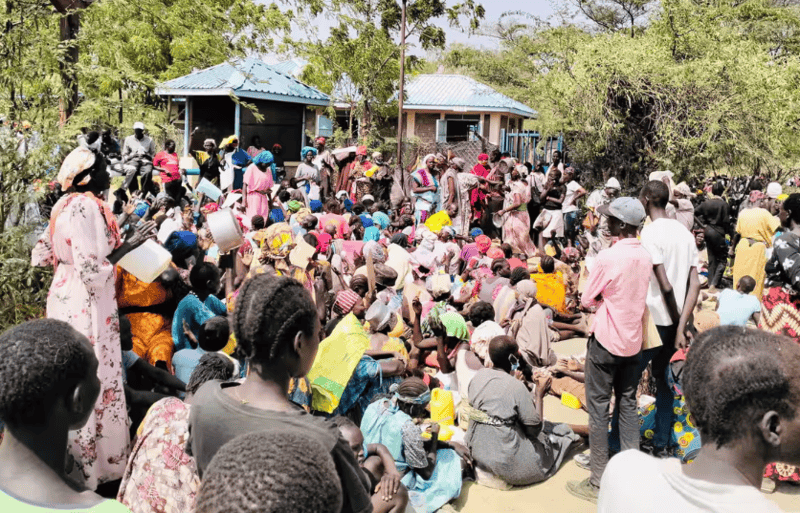 Curfew imposed at Kakuma Refugee Camp as protests over food and water escalate - Refugees protest at the UNHCR office in Kakuma camp after food rations were cut by a quarter. They are now less than half of what they were. Photograph: Courtesy of Kakuma News Reflector