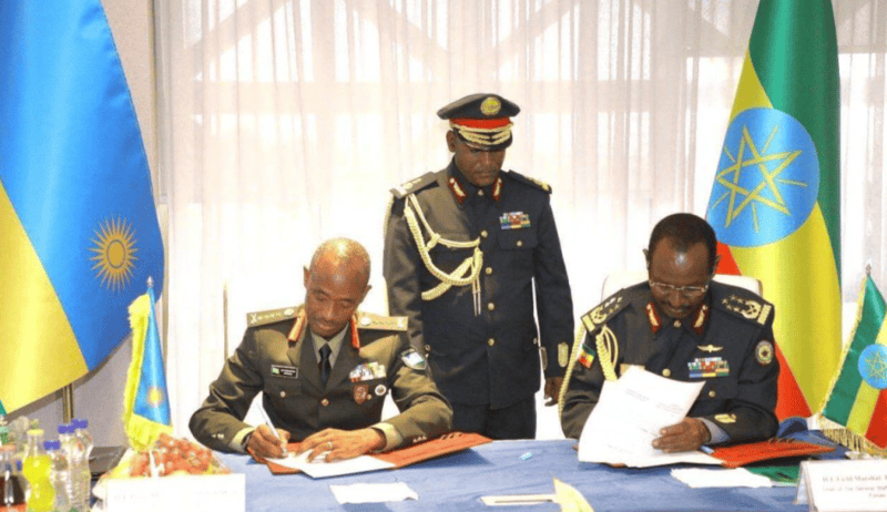 Rwanda latest country to sign defence cooperation with Ethiopia - Field Marshal Berhanu Jula (right) and Lieutenant General Mubarak Muganga. Photo: ENDF

