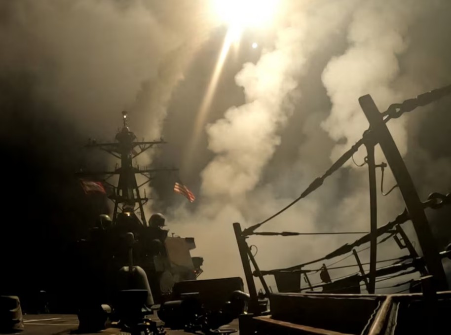 Trump launches large-scale strikes on Yemen's Houthis, at least 31 killed - A ship fires missiles at an undisclosed location, after U.S. President Donald Trump launched military strikes against Yemen's Iran-aligned Houthis on Saturday over the group's attacks against Red Sea shipping, in this screengrab obtained from a handout video released on March 15, 2025. (Photo: U.S. Central Command via REUTERS)